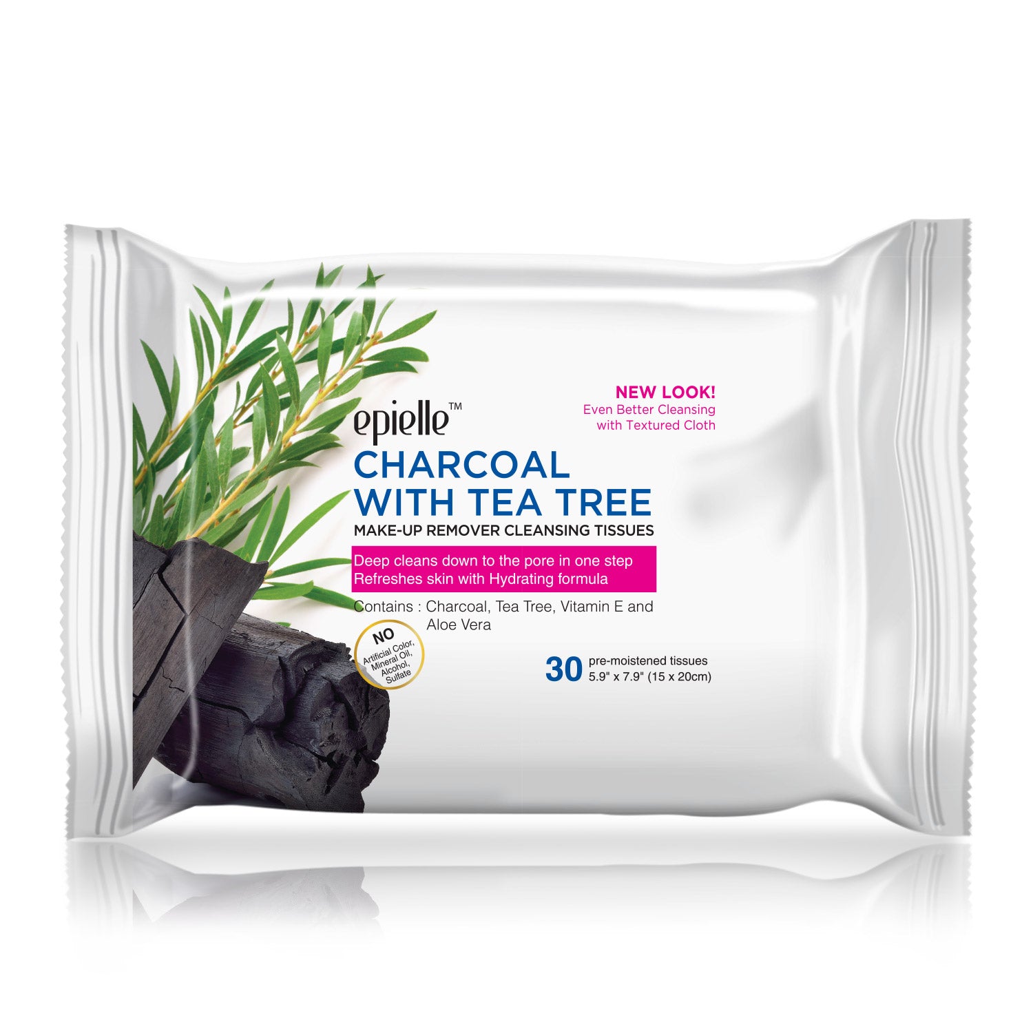 Charcoal w/ Tea Tree Make-Up Remover Cleansing Tissues | 30ct
