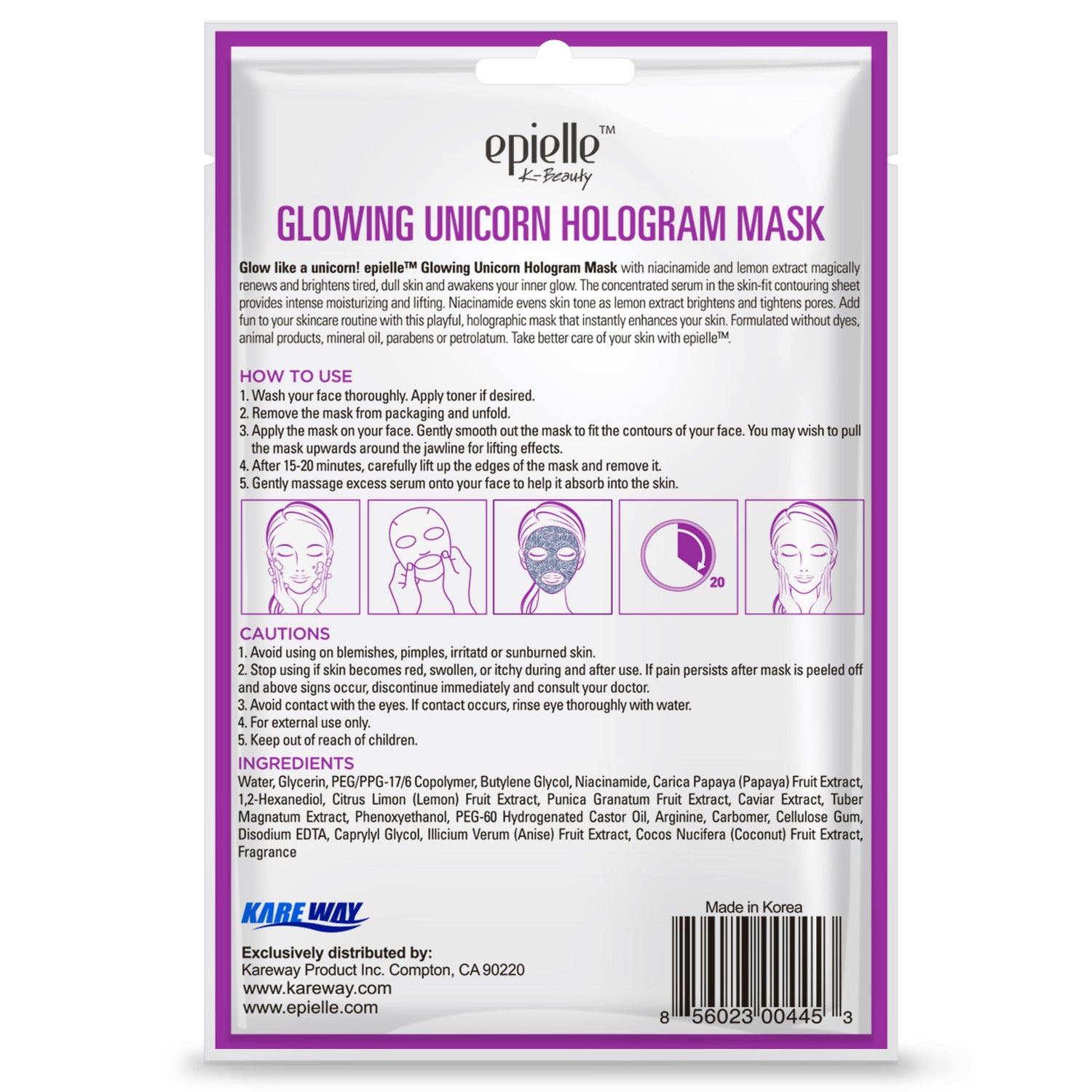 Glowing Unicorn Hologram Sheet Mask