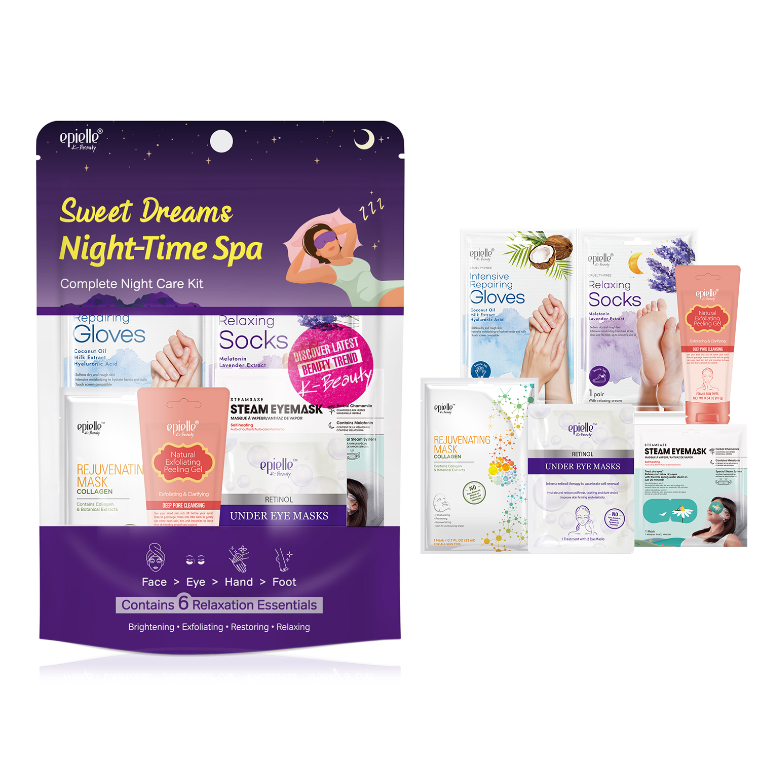 Sweet Dreams Night-Time Spa Kit | Contains 6pcs – epielle®