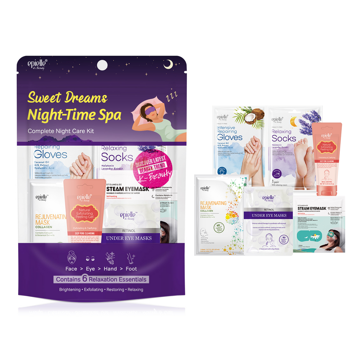Sweet Dreams Night-Time Spa Kit | Contains 6pcs – epielle®