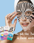Animal Character Sheet Masks - Cat, Dalmatian, Zebra, Blue Narwhal, Pink Shark, Mermaid Scales
