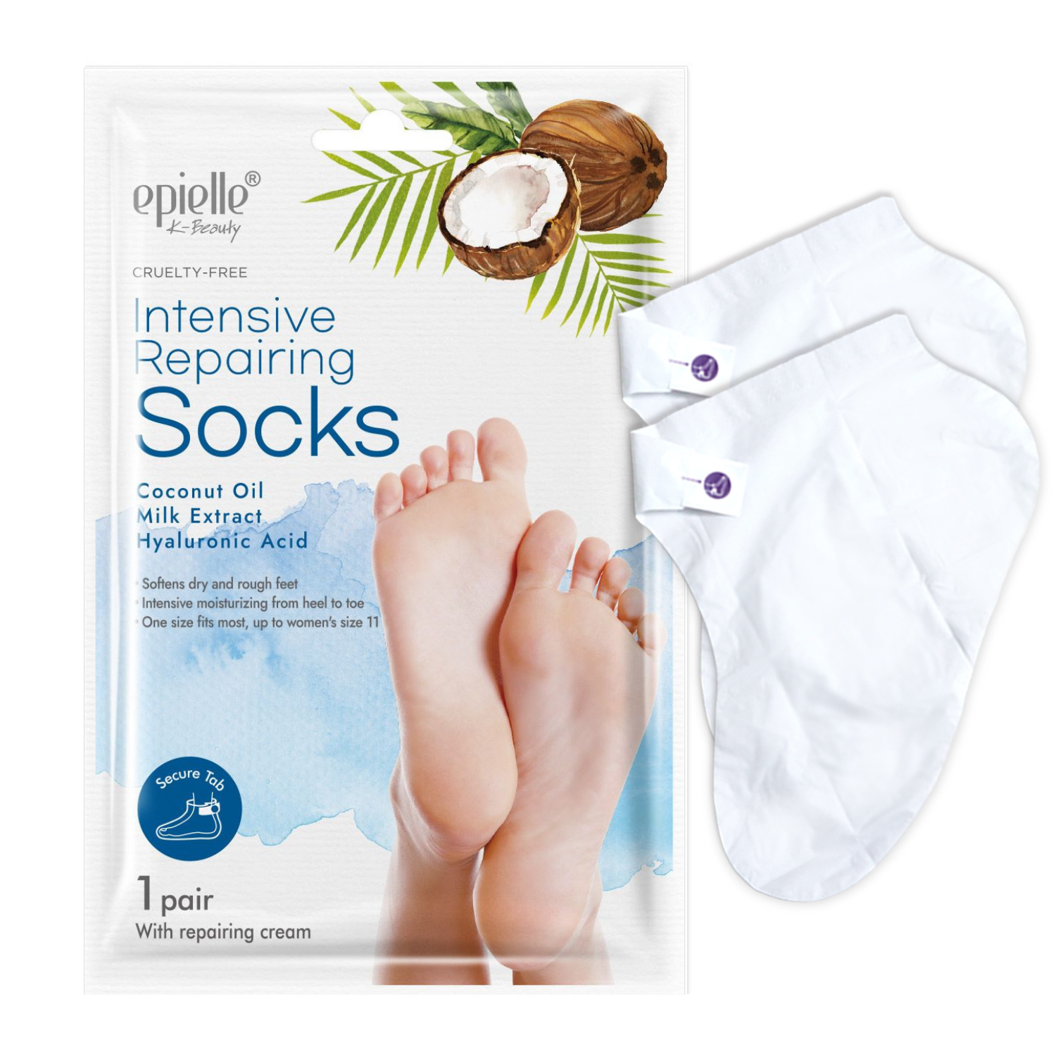 Intensive Repairing Socks Mask | Contains Coconut Oil, Milk Extract, and Hyaluronic Acid