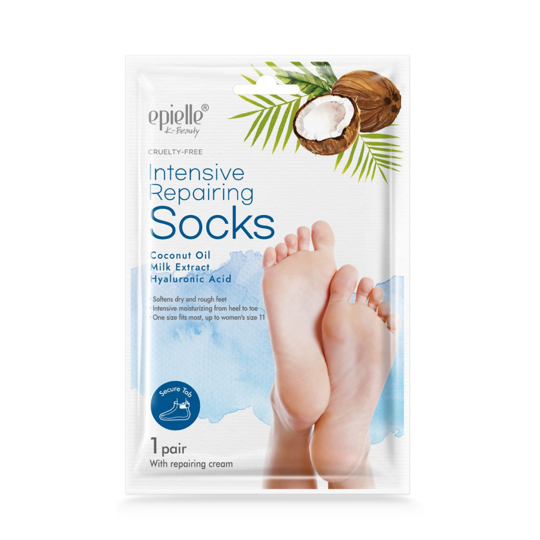 Intensive Repairing Socks Mask | Contains Coconut Oil, Milk Extract, and Hyaluronic Acid