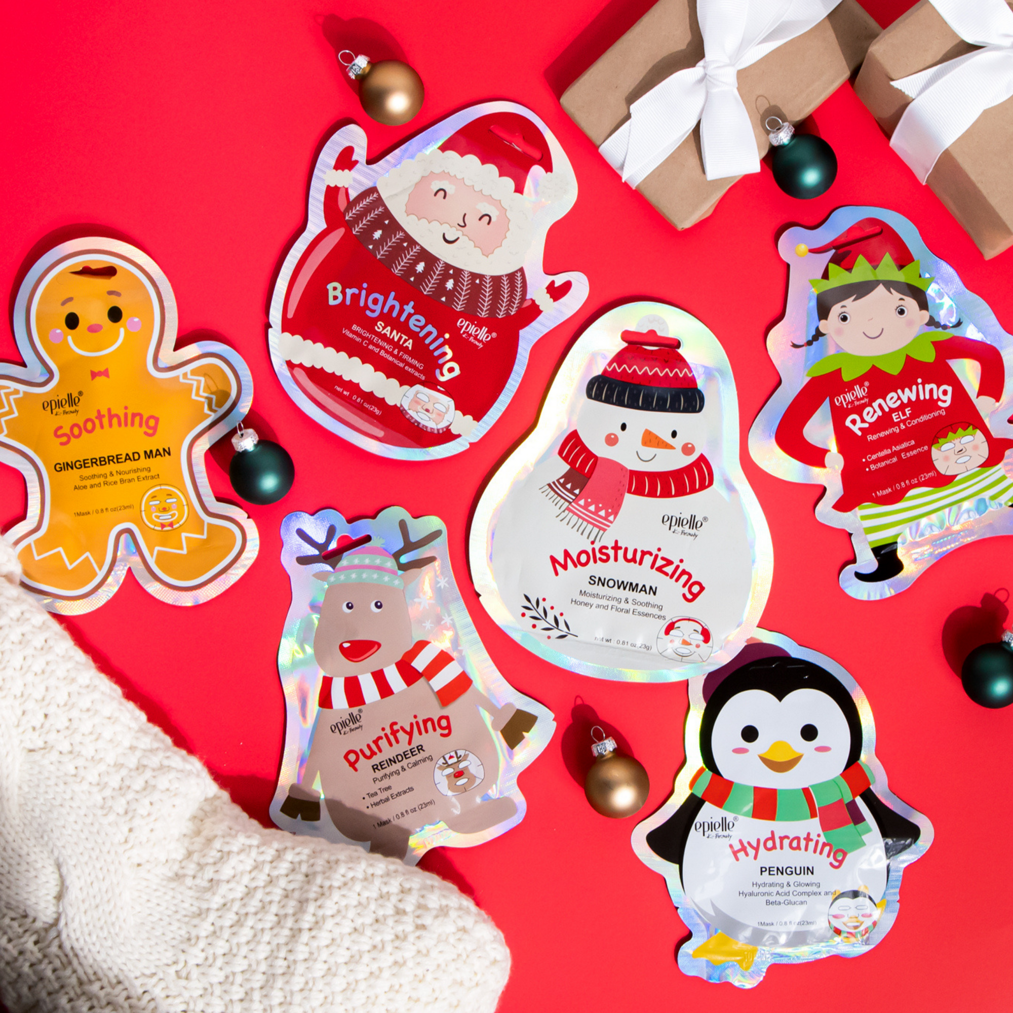 Christmas Holiday Character Sheet Mask Pack | Contains 6pcs