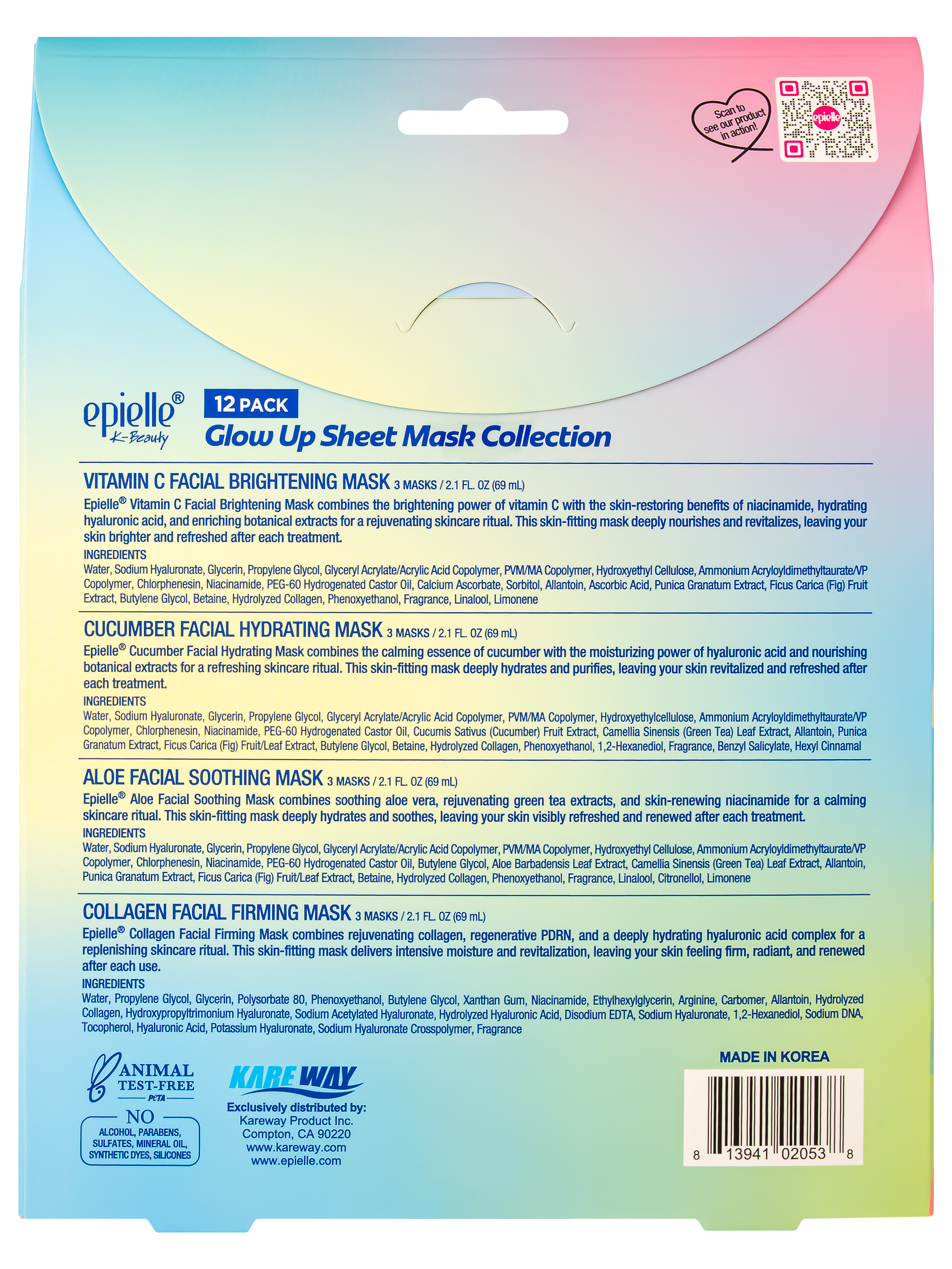 Glow Up Sheet Mask Collection, 12 Pack