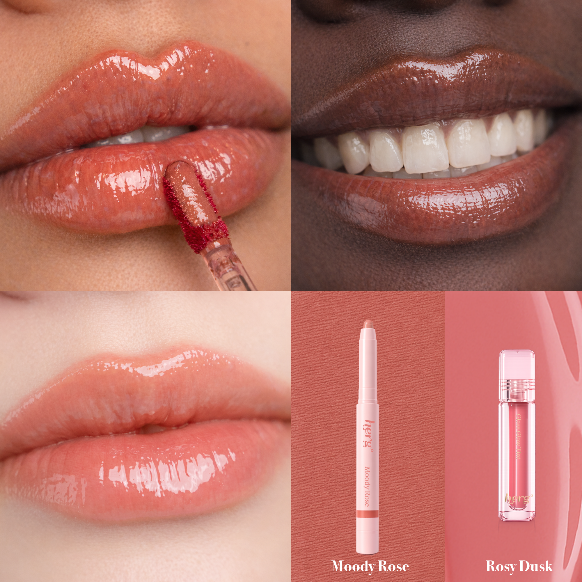 epielle x herg Over Lip Glow Duo | Rosy Dusk Tint + Moody Rose