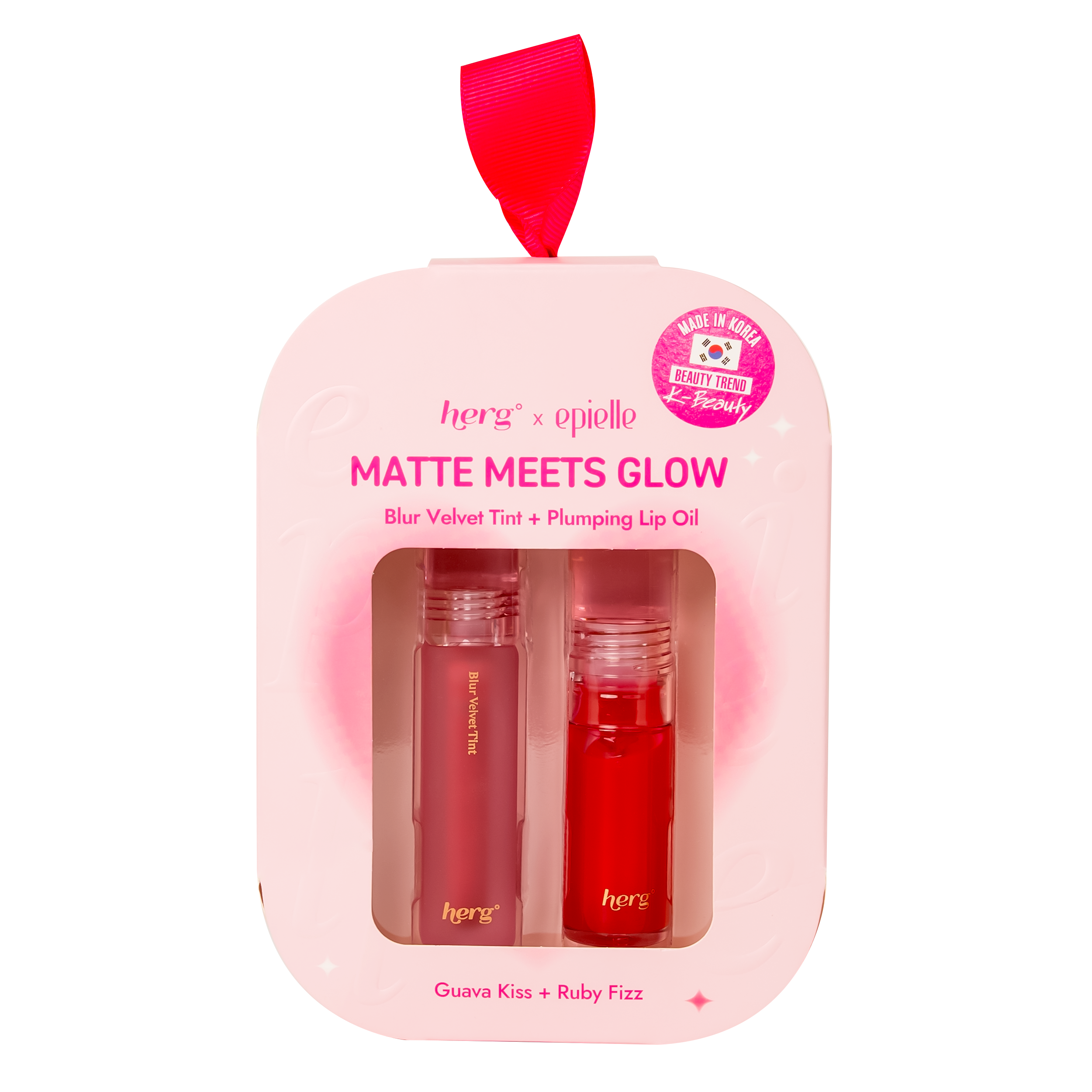 epielle x herg Matte Meets Glow | Guava Kiss Tint & Ruby Fizz Oil