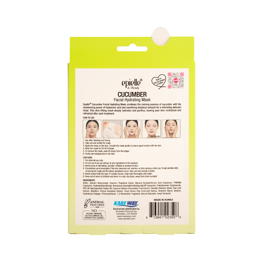 Cucumber Facial Hydrating Mask + Hyaluronic Acid | 10 Count