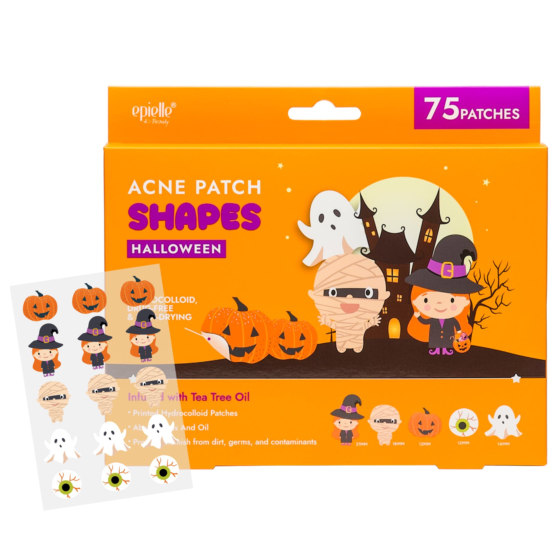 Acne Patch Shapes (Halloween) | 75 Patches | Infused with Tea Tree Oil