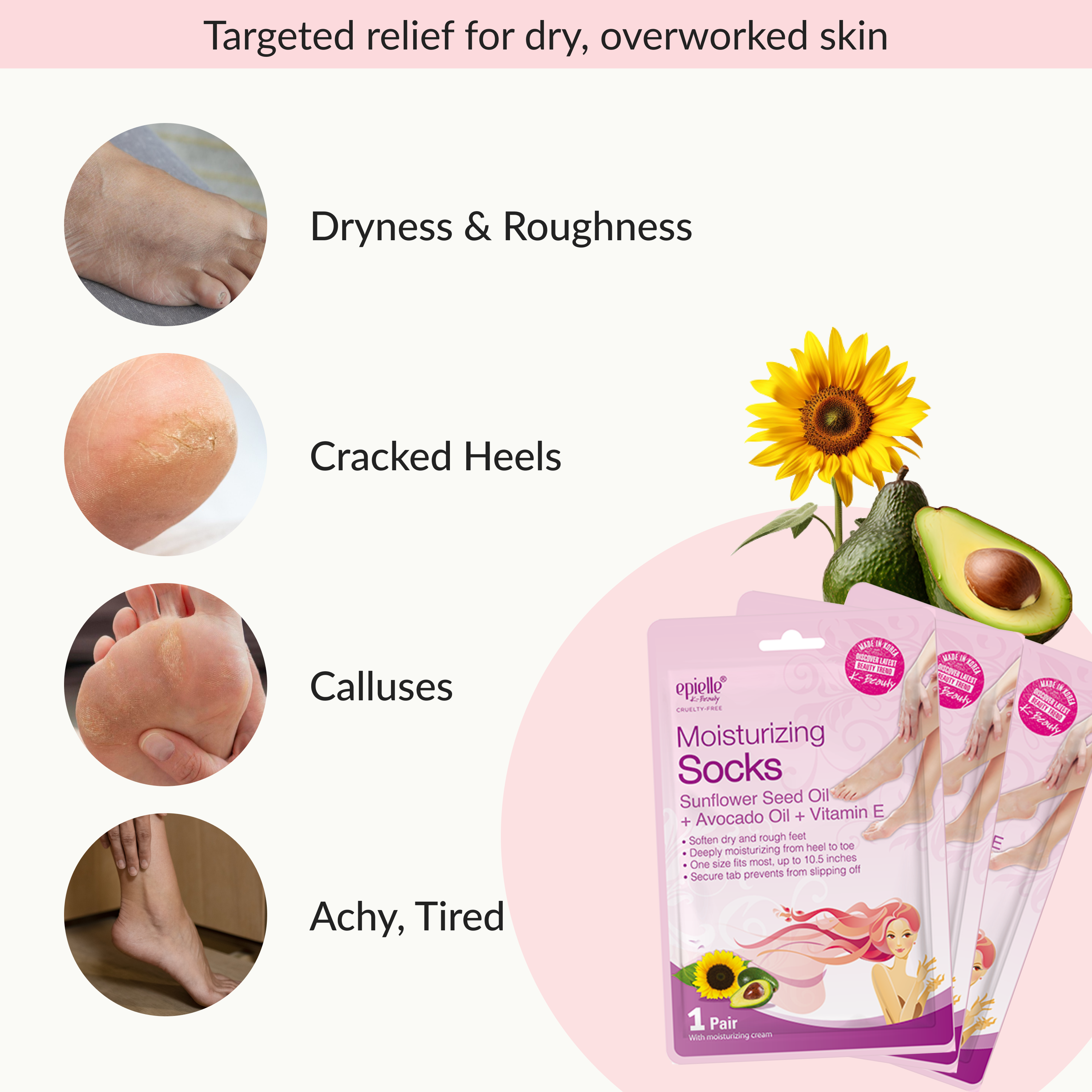 Sunflower, Avocado, & Vitamin E Moisturizing Socks