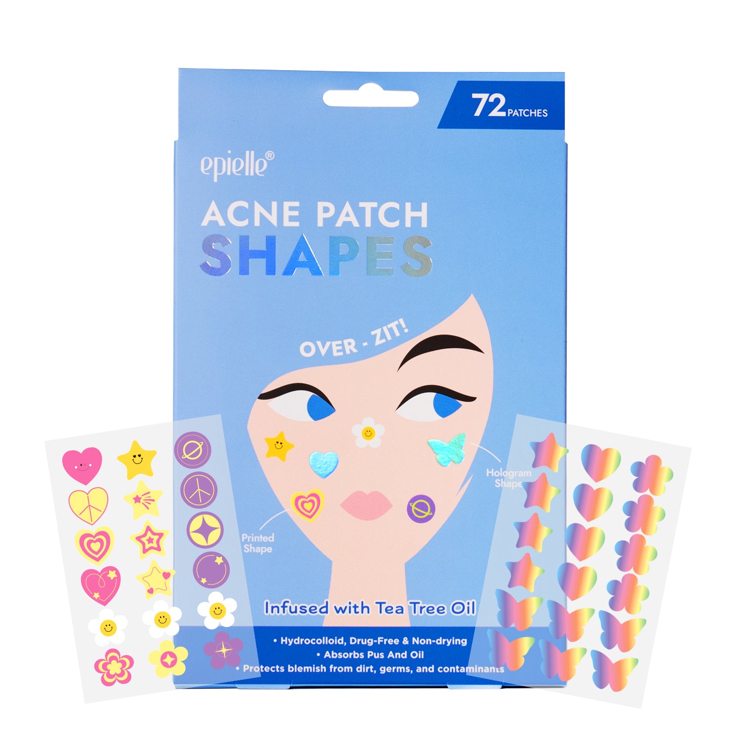 Acne Patch Shapes (Daily) | 72 Patches | Infused with Tea Tree Oil