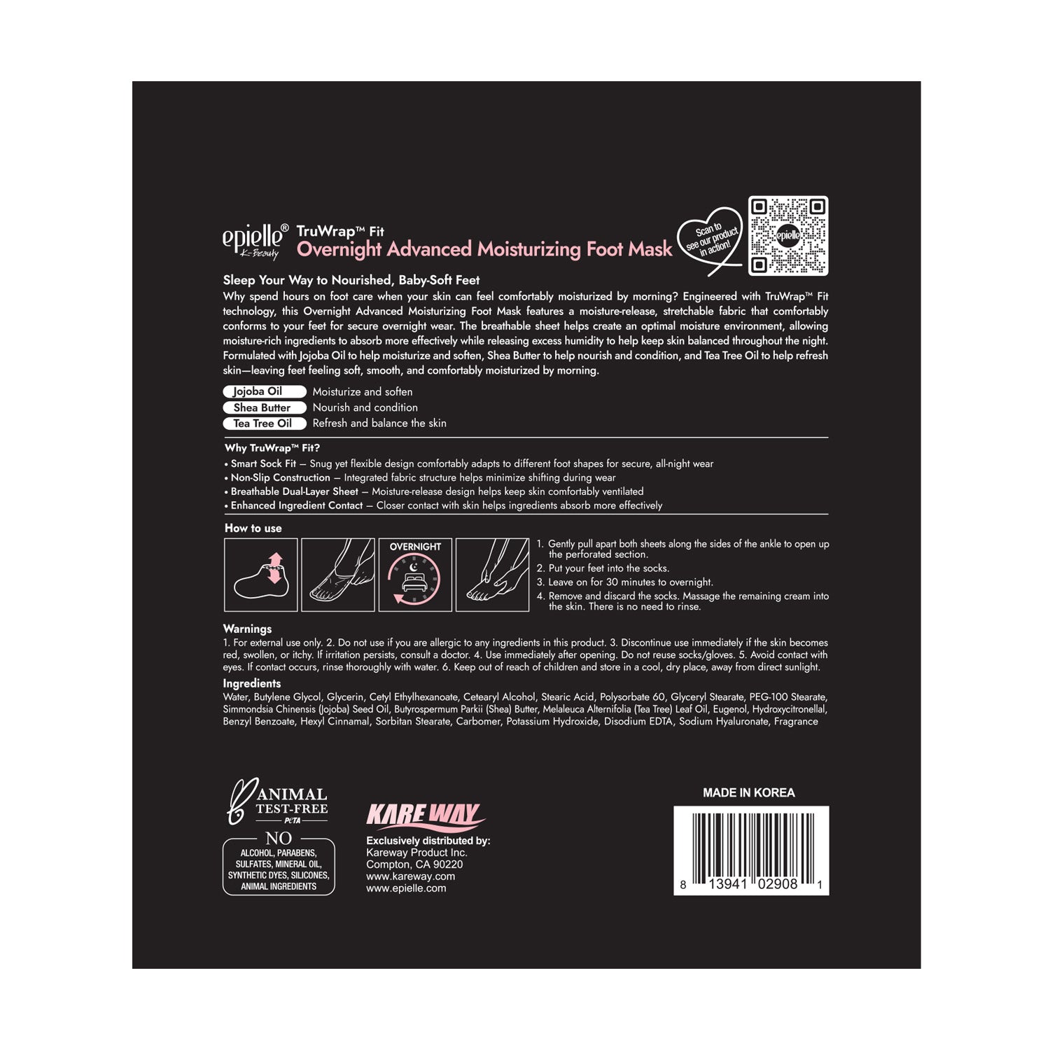 epielle TruWrap™ Fit Overnight Advanced Moisturizing Foot Mask