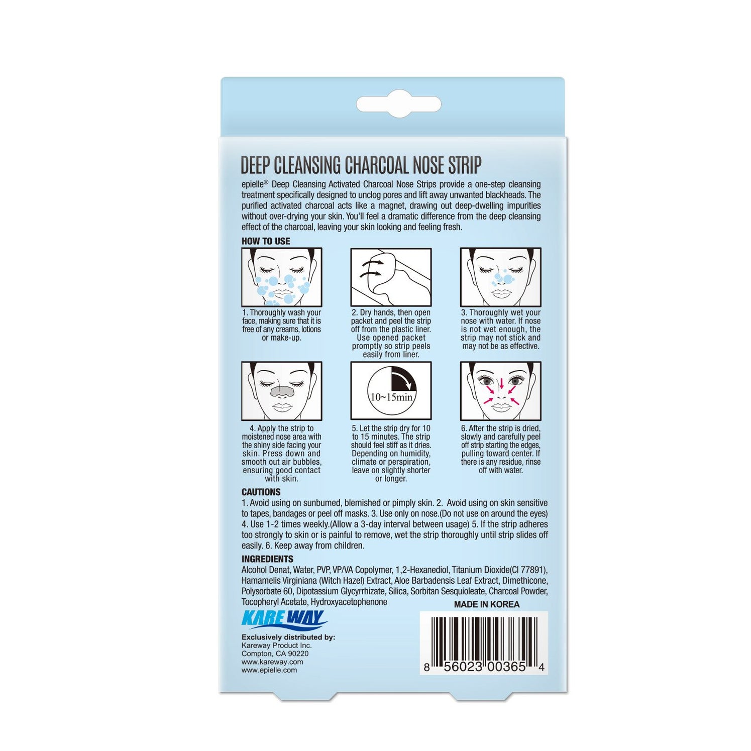 Deep Cleansing Charcoal Nose Strip Blackhead Remover 5ct epielle®