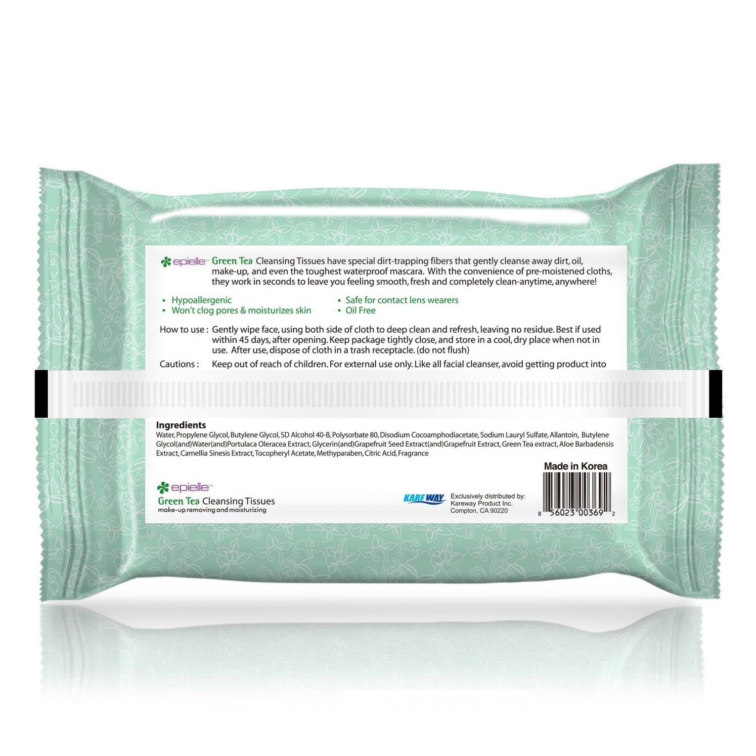 Green Tea Facial Cleansing Tissues 60ct epielle®