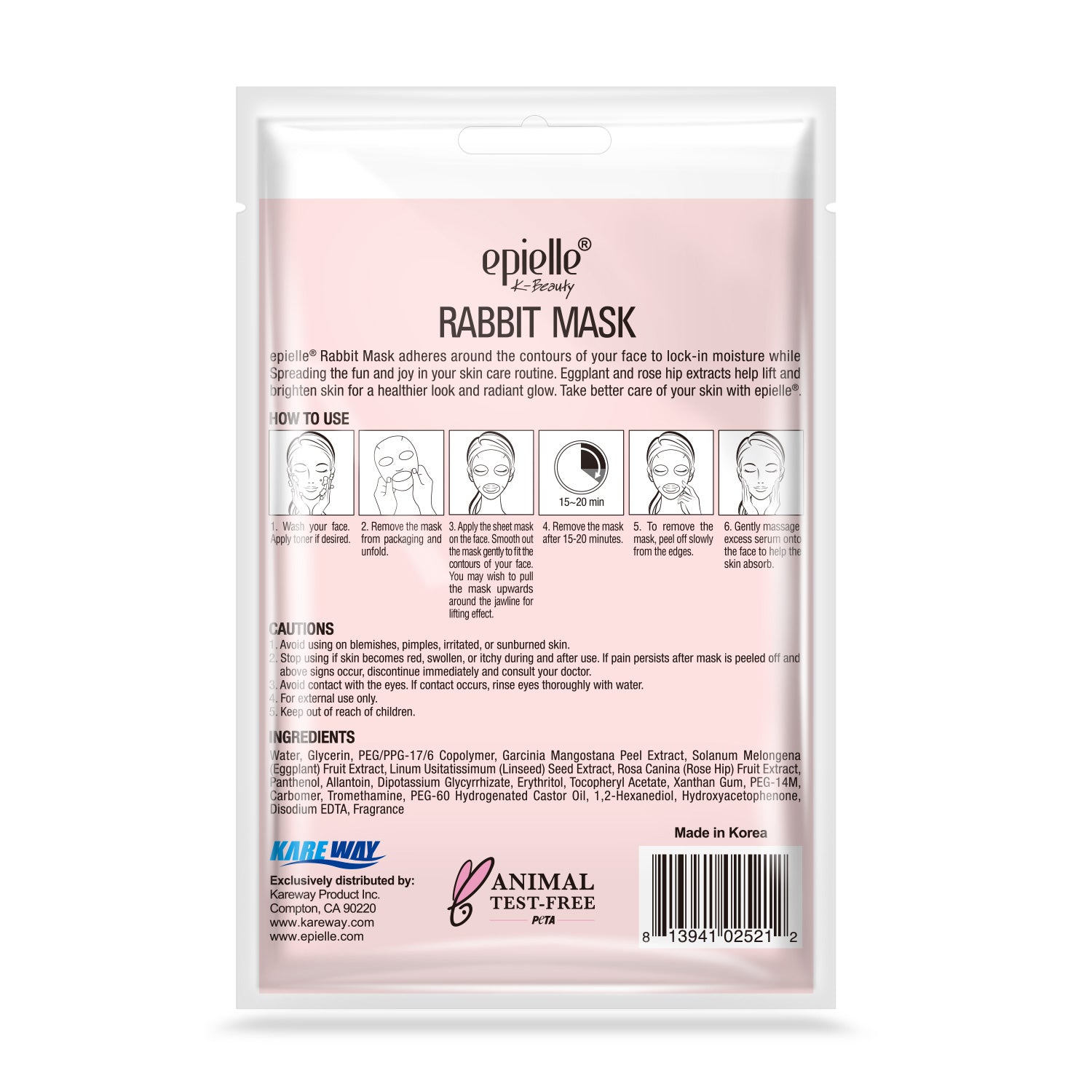 epielle Rabbit Animal Face Mask