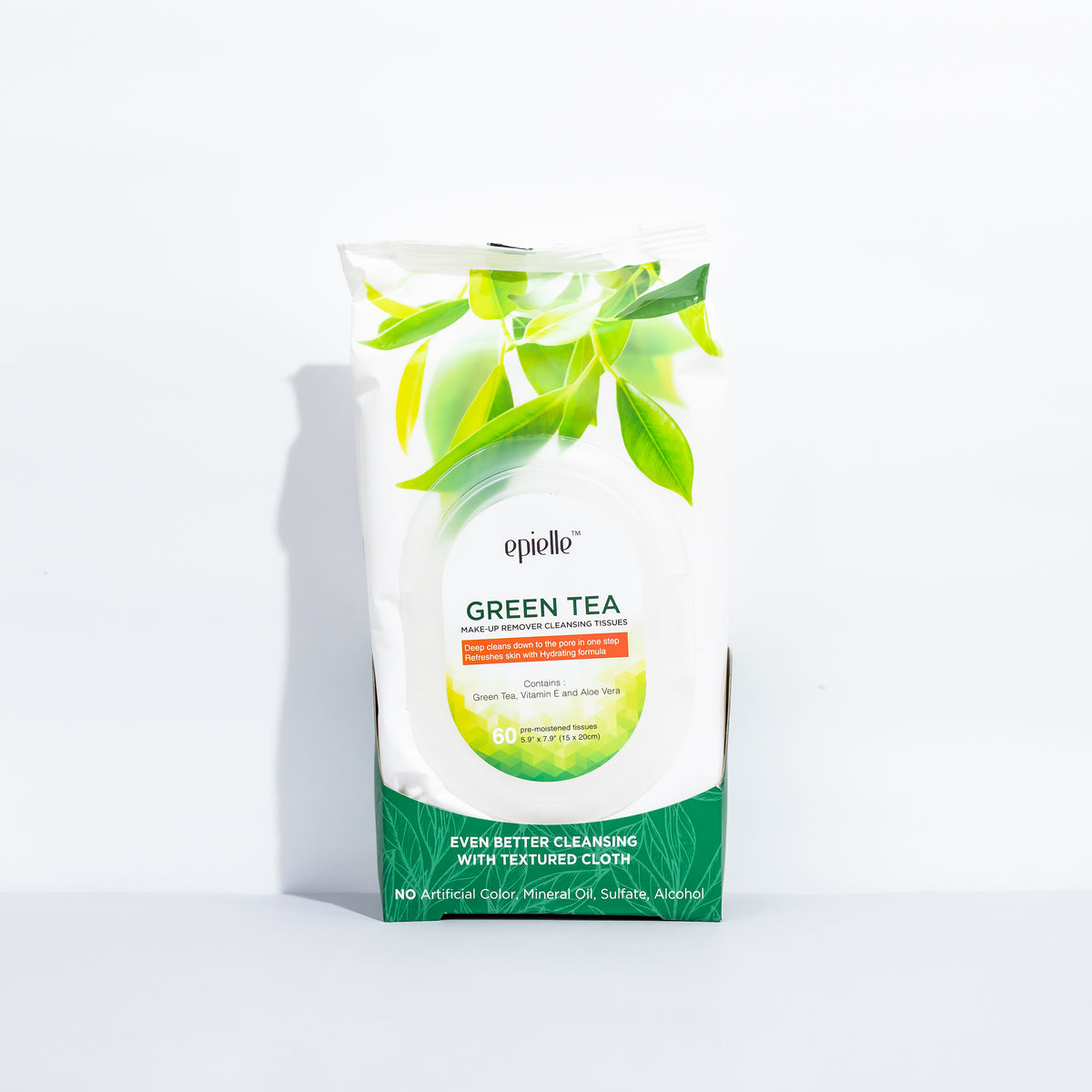 Green Tea MakeUp Remover Cleansing Tissues 60ct epielle®