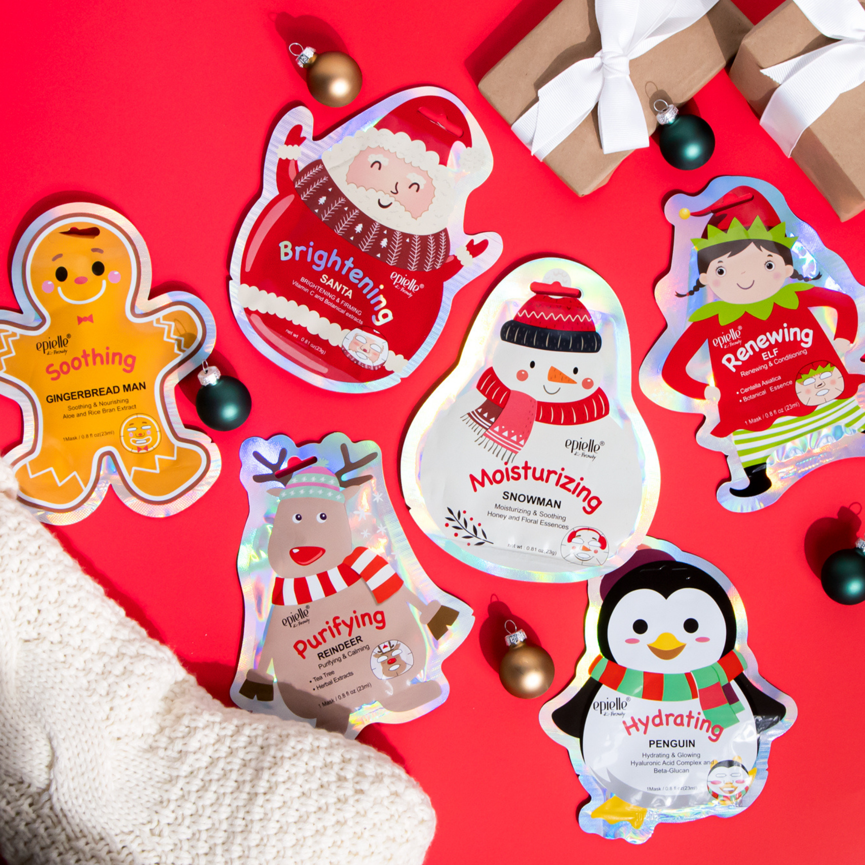 Christmas Holiday Character Sheet Mask Pack | 6 or 12 Pack