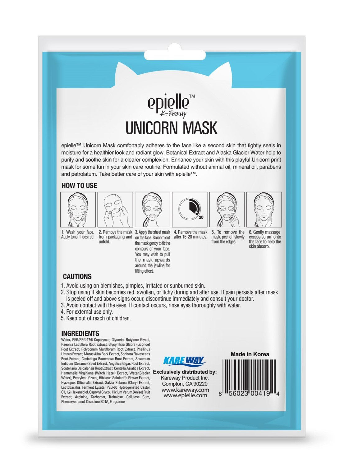 epielle unicorn face mask